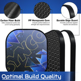 Synco Glory Carbon Fiber Pickleball Paddle Set | 2 Racket, 4 Pickleballs with Carry Bag | 16mm Professional Paddle