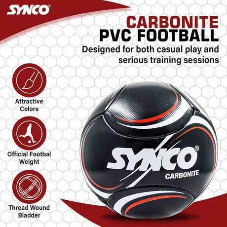 Synco Carbonite Football | PVC Machine Stitched | Training Football | Size 5