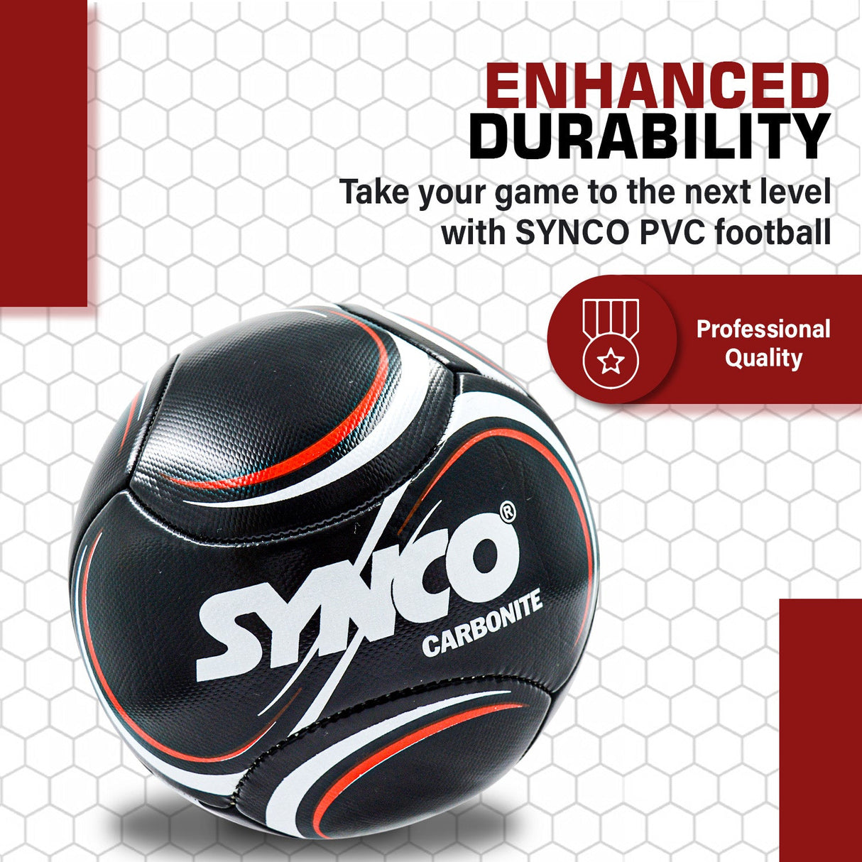 Synco Carbonite Football | PVC Machine Stitched | Training Football | Size 5