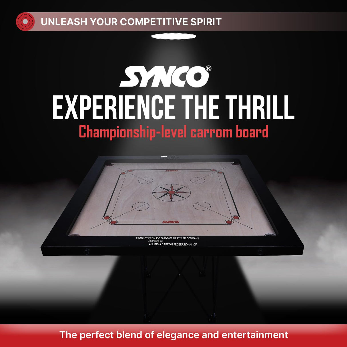 Synco 36 Inch Chakri Best Carrom Board | Pro Trainer Board for Amateurs | Includes Coins, Strikers and Boric Powder