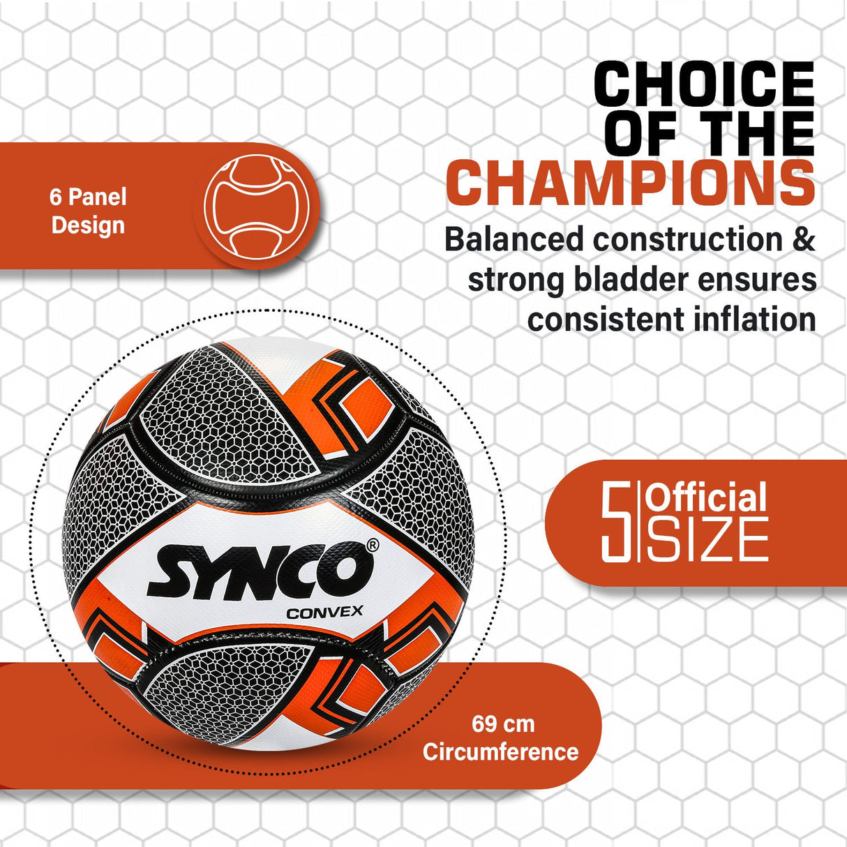 Synco Convex Football | Training Football | PVC Machine Stitched | Soccer Ball Size 5