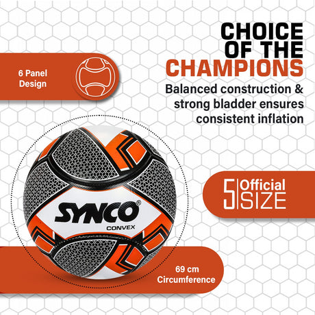 Synco Convex Football | Training Football | PVC Machine Stitched | Soccer Ball Size 5