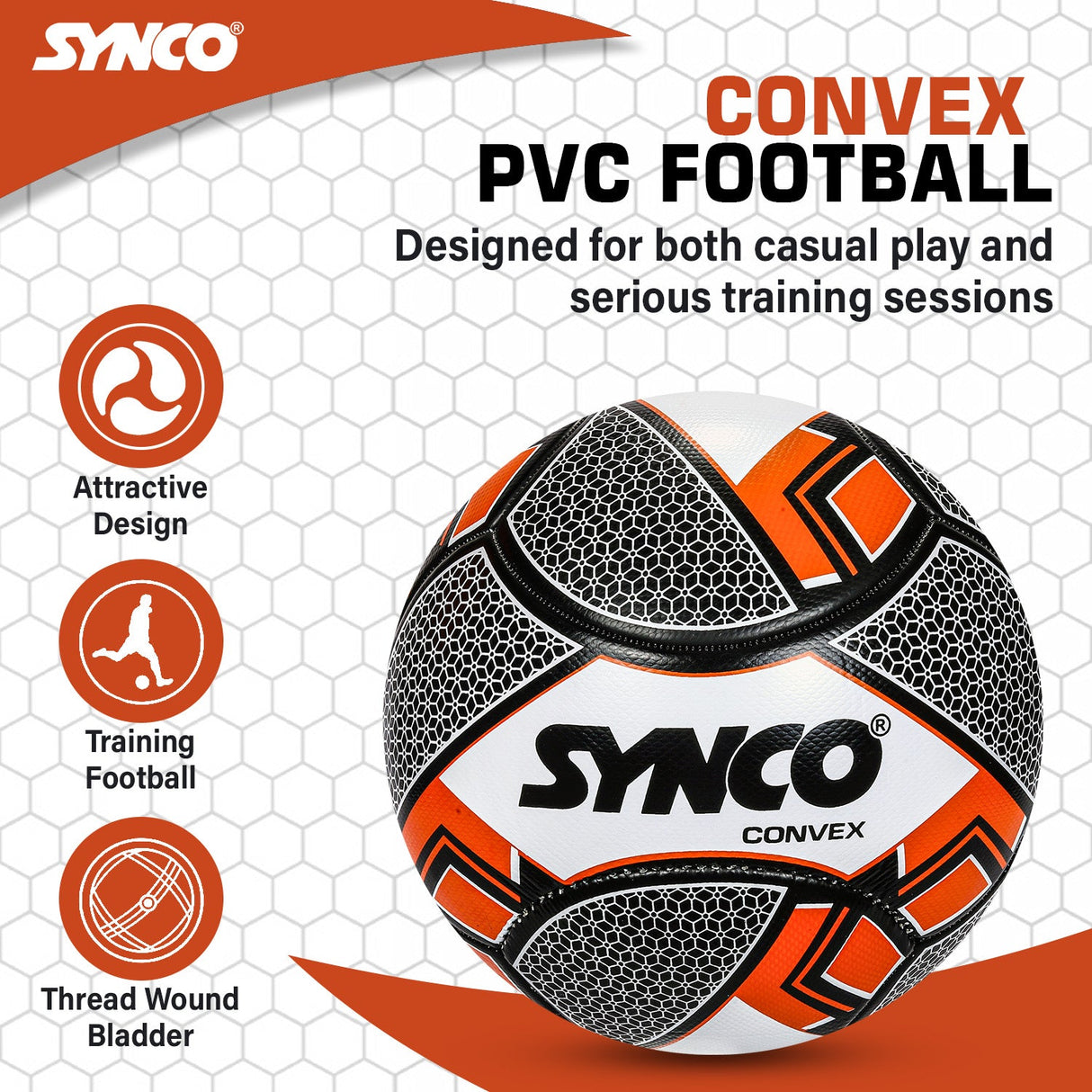 Synco Convex Football | Training Football | PVC Machine Stitched | Soccer Ball Size 5