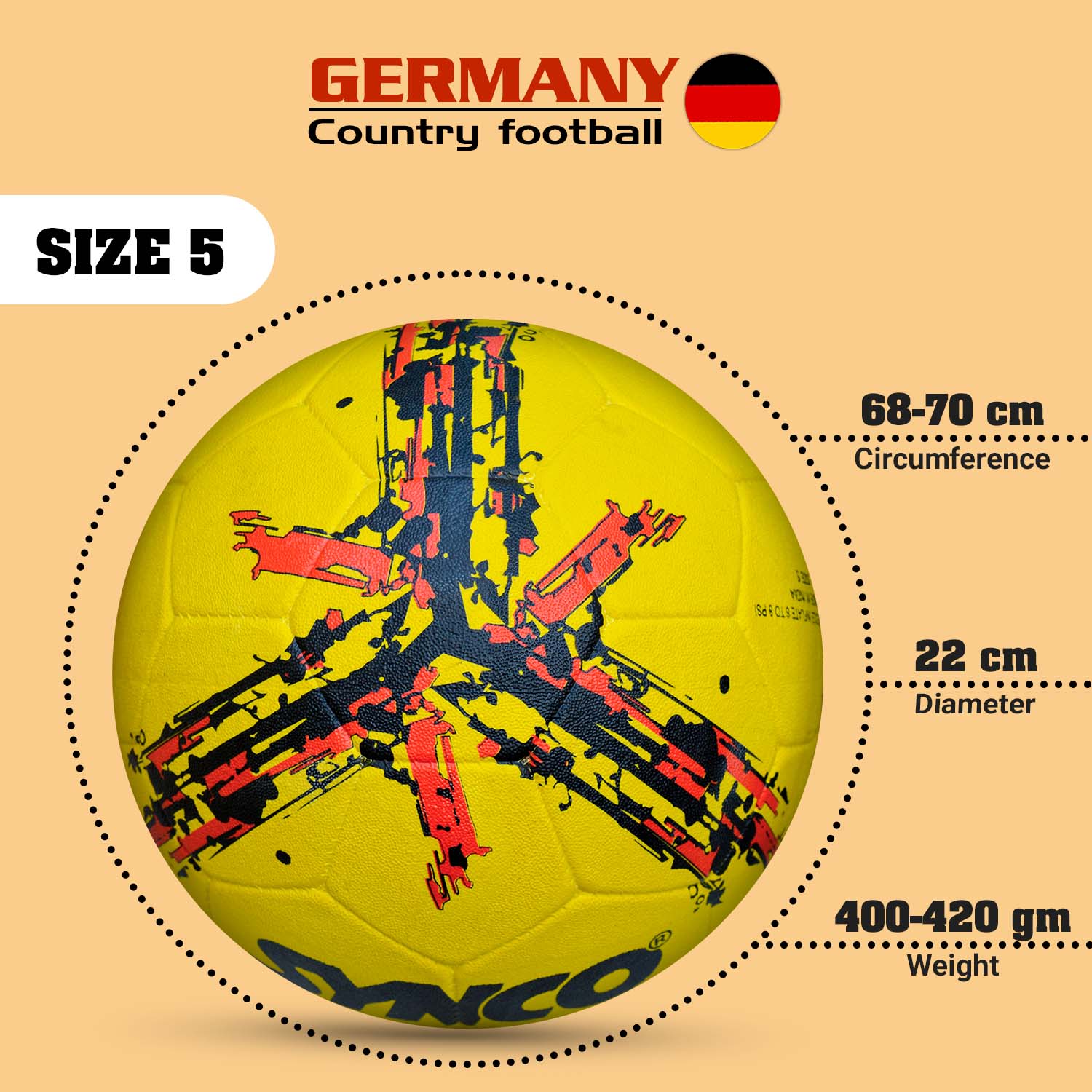 Synco Country Flag Football - Germany (Size-5)