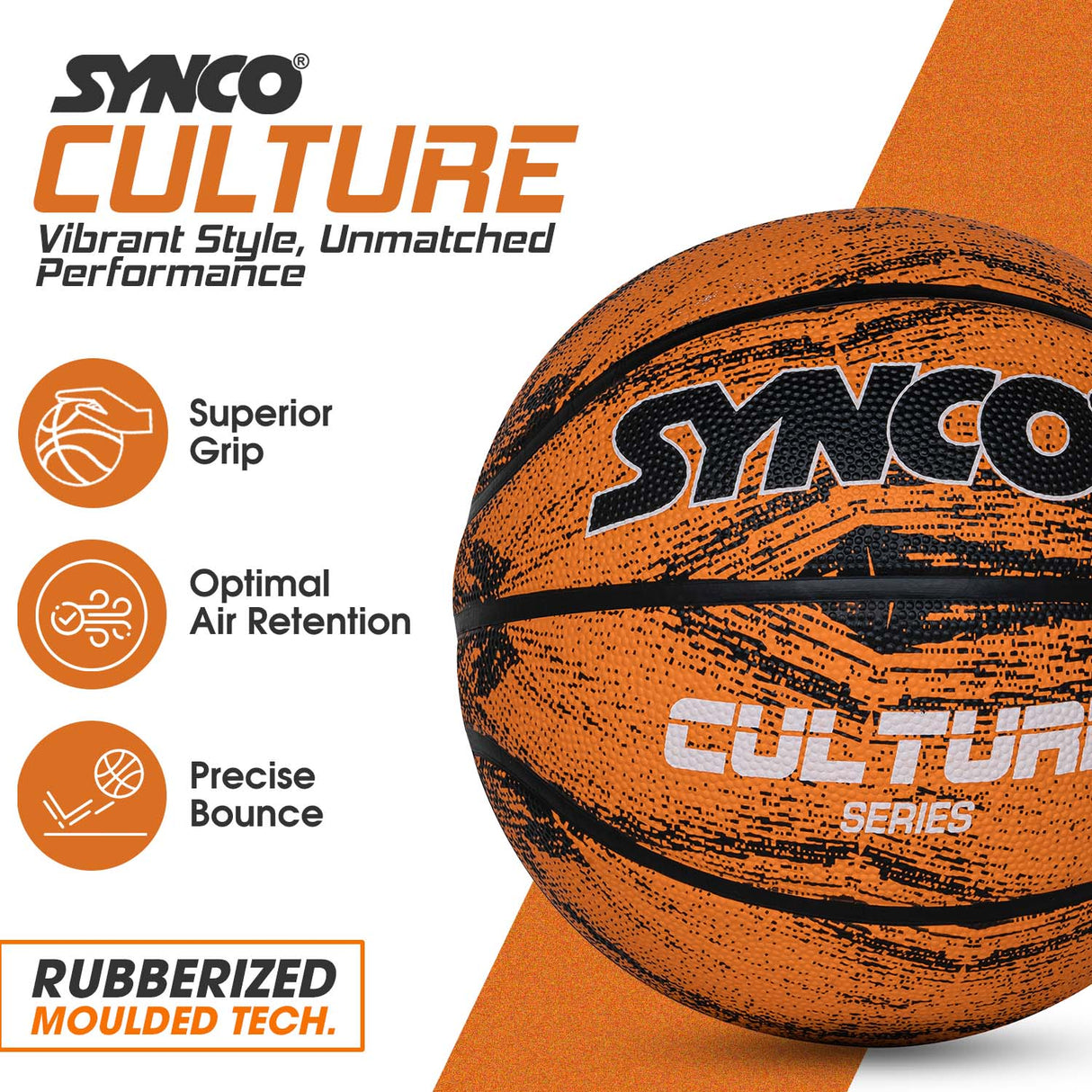 Synco Culture Basketball (Size-6) Orange-Black