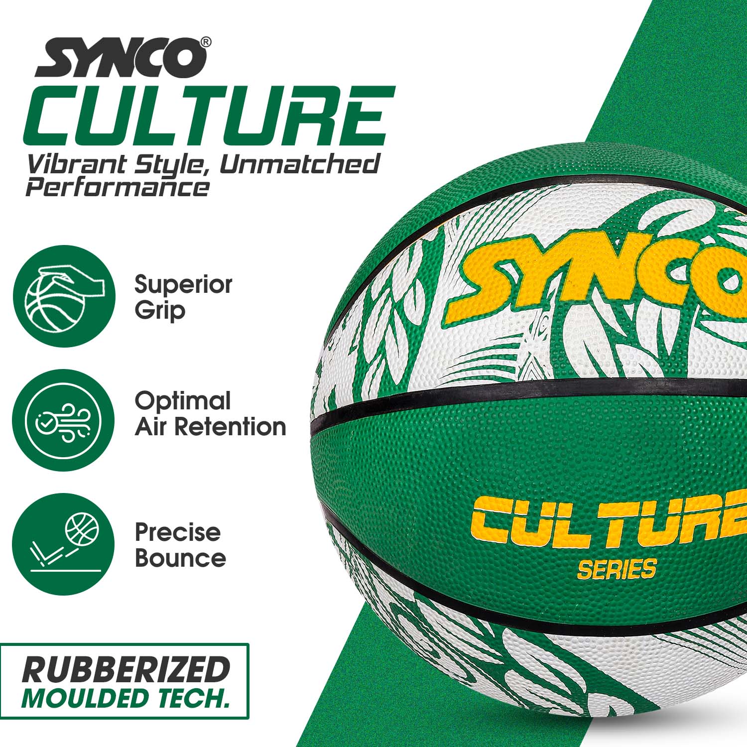 Synco Culture Basketball (Size-6) Green-white