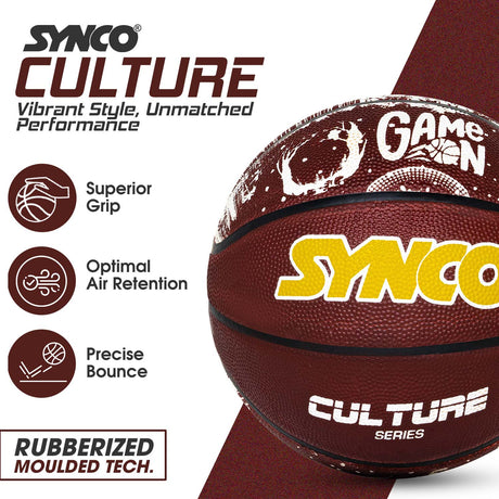 Synco Culture Basketball (Size-5) Brown-white