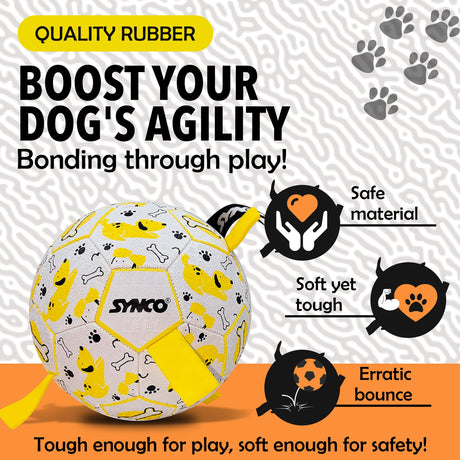 Synco Dog Football Graphic Yellow with Holding Loops