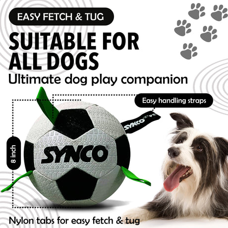Synco Dog Football Black & White with Holding Loops | Dog Ball Size-3