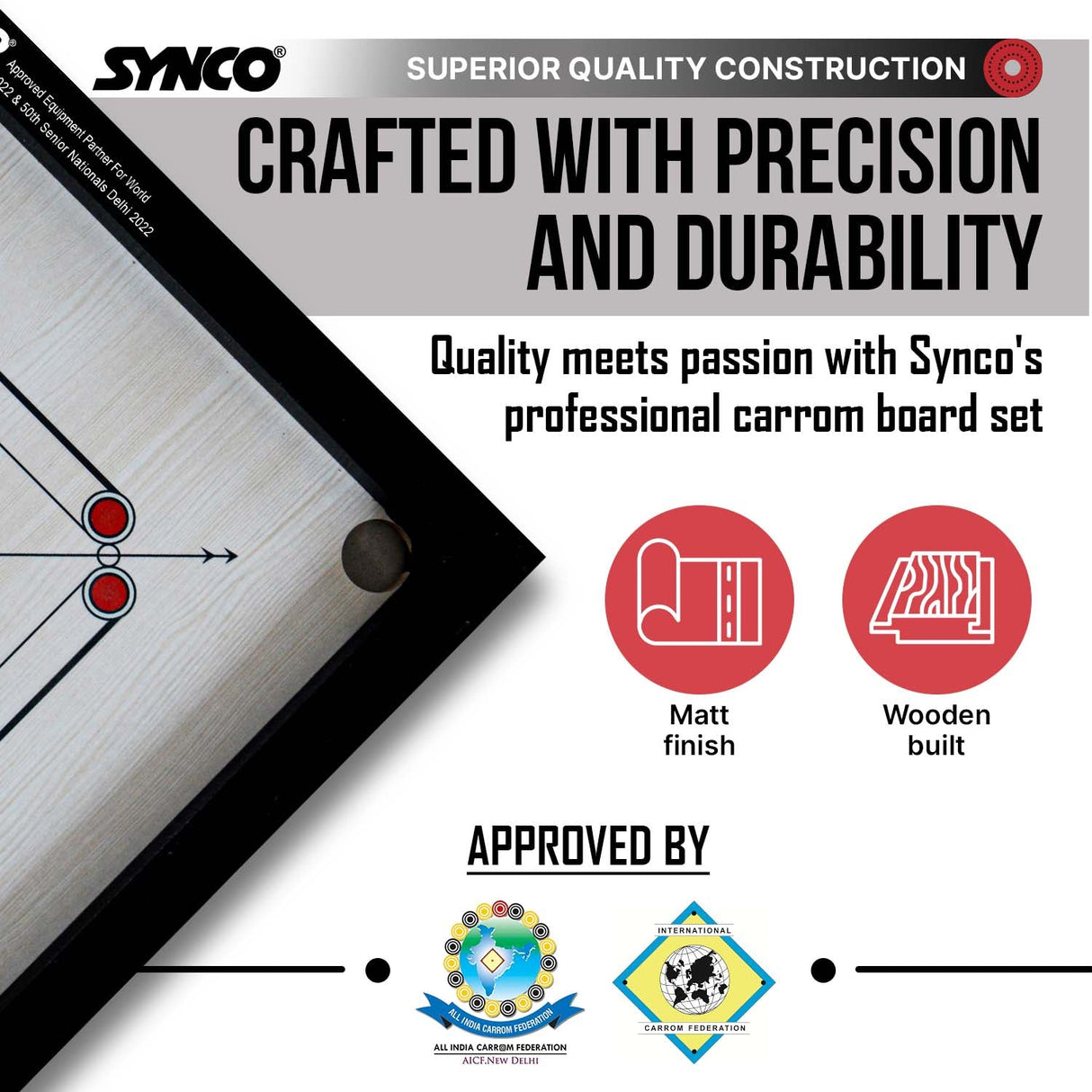 Synco 32 Inch Chakri Carrom Board | Beginner Carrom for Home & Practice