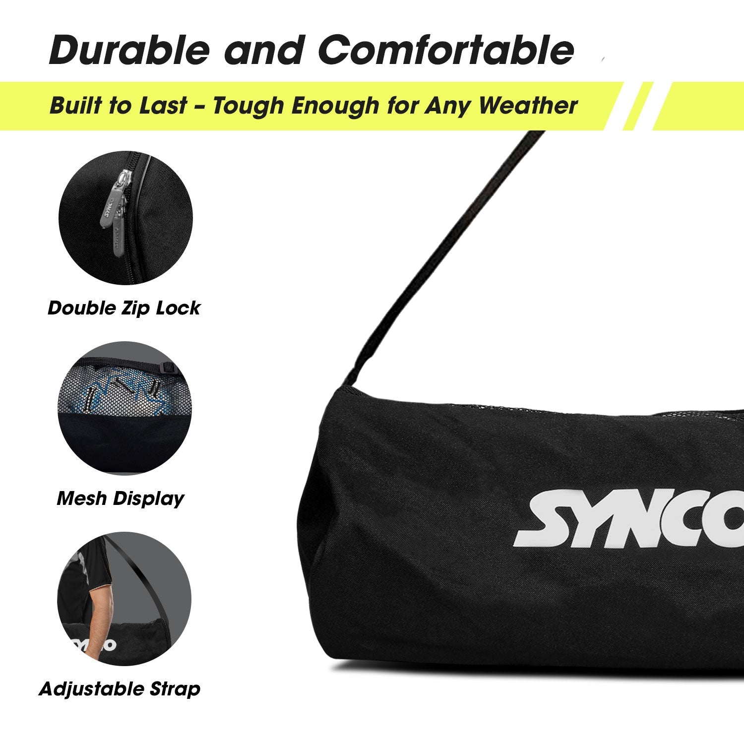 Synco Flex 3 Ball Carrying sports Duffel Bag (S) Black