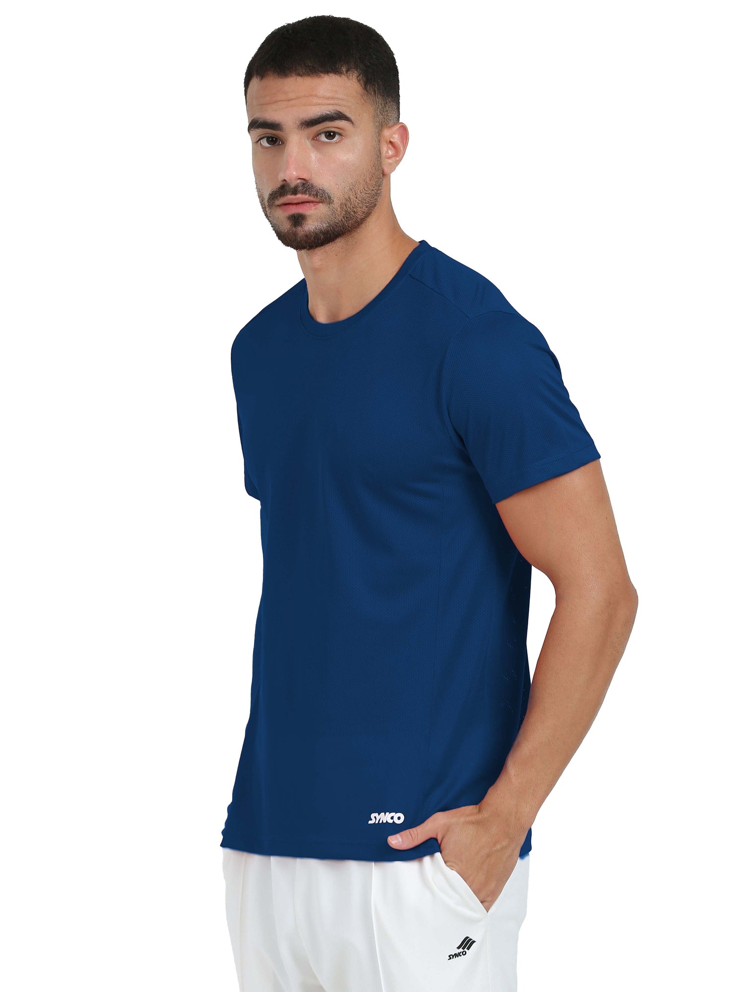 Synco Flo Fit Sports Tshirt For Men(Blue) -Sportswear & Activewear