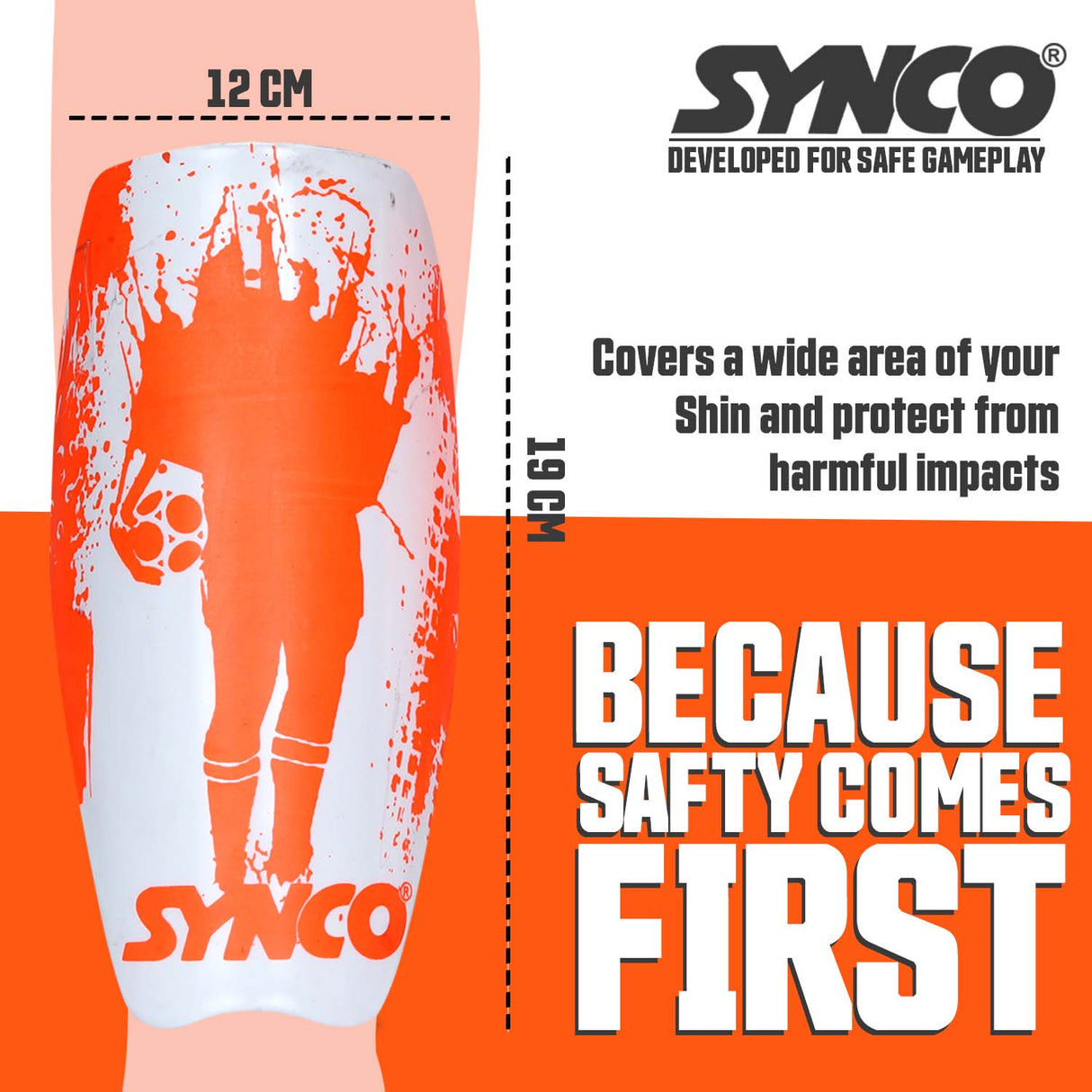 Synco Fusion Shin Guard with Sleeve Combo | Shin Guard for Football | Size- Medium