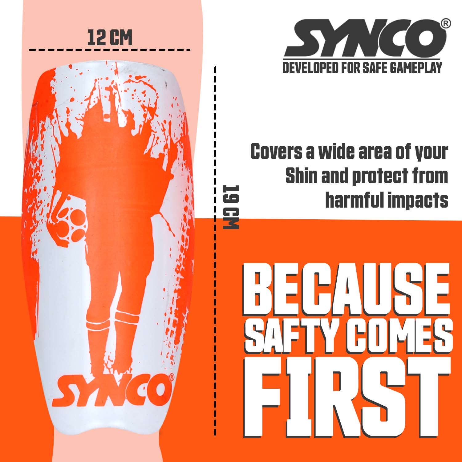 Synco Fusion Shin Guard with Sleeve Combo | Shin Guard for Football | Size- Medium