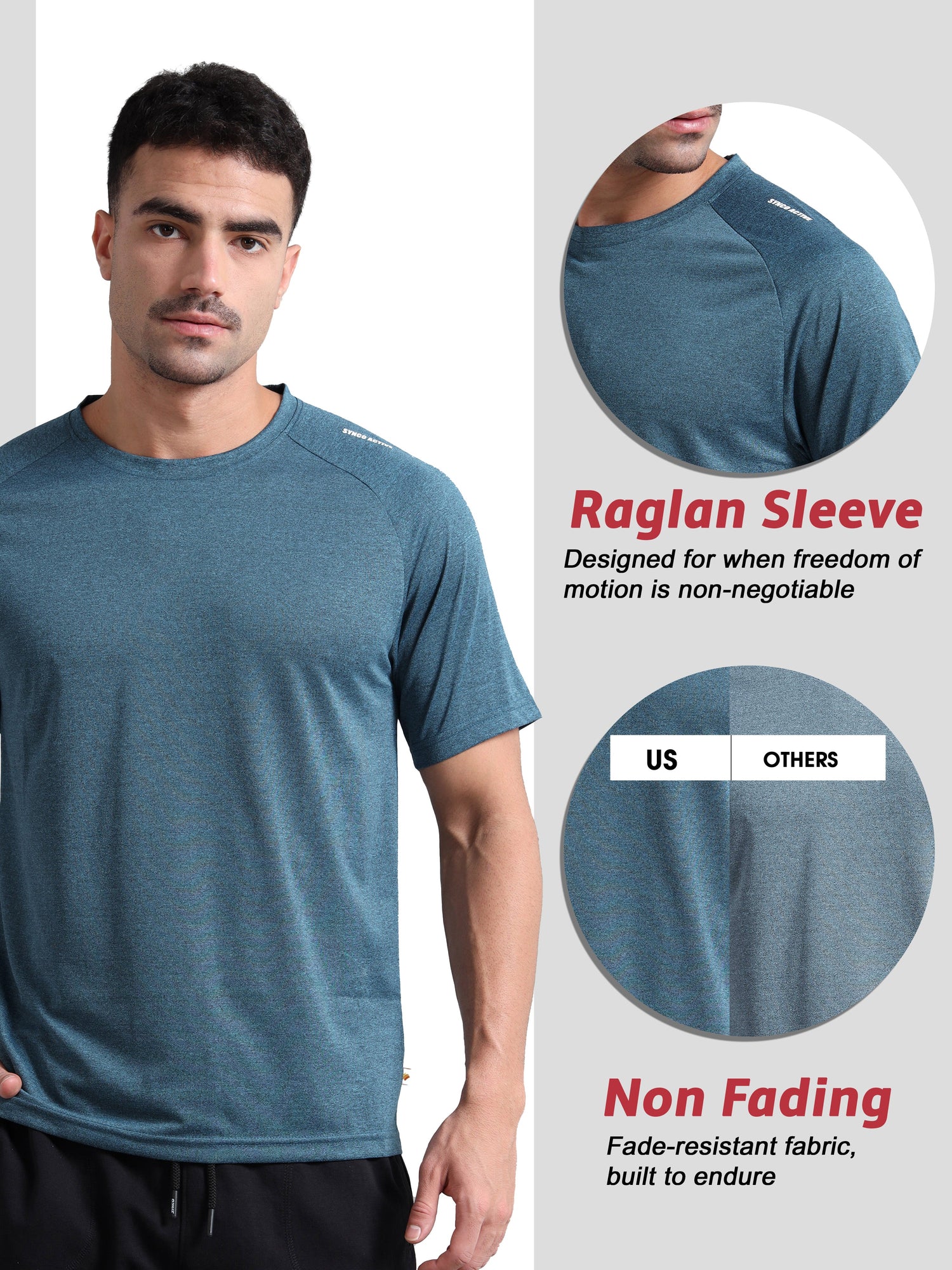 Synco Fusion Sports Tshirt for Men(Blue) -Ideal for Running,Gym
