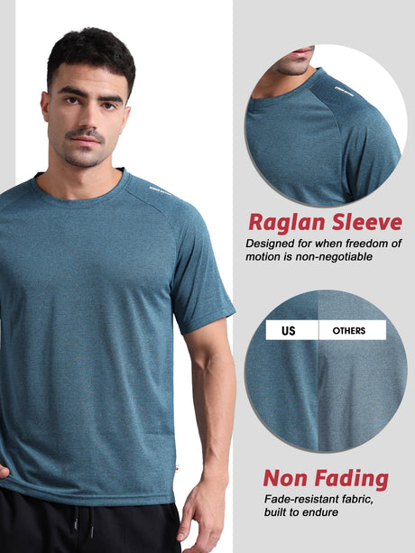 Synco Fusion Sports Tshirt for Men(Blue) -Ideal for Running,Gym