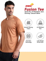Synco Fusion Sports Tshirt for Men(Rust) -Ideal for Running,Gym