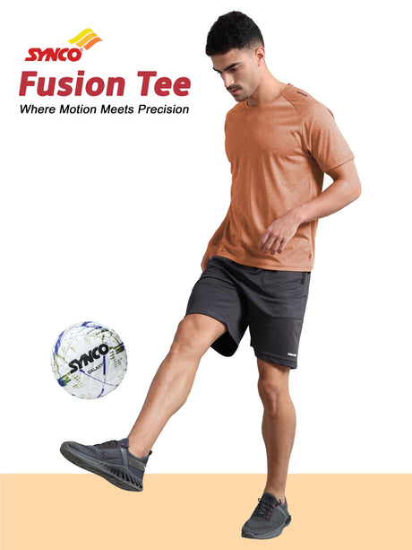 Synco Fusion Sports Tshirt for Men(Rust) -Ideal for Running,Gym