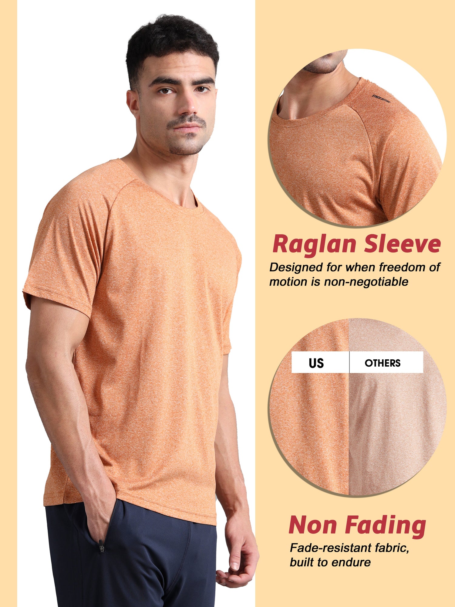 Synco Fusion Sports Tshirt for Men(Rust) -Ideal for Running,Gym