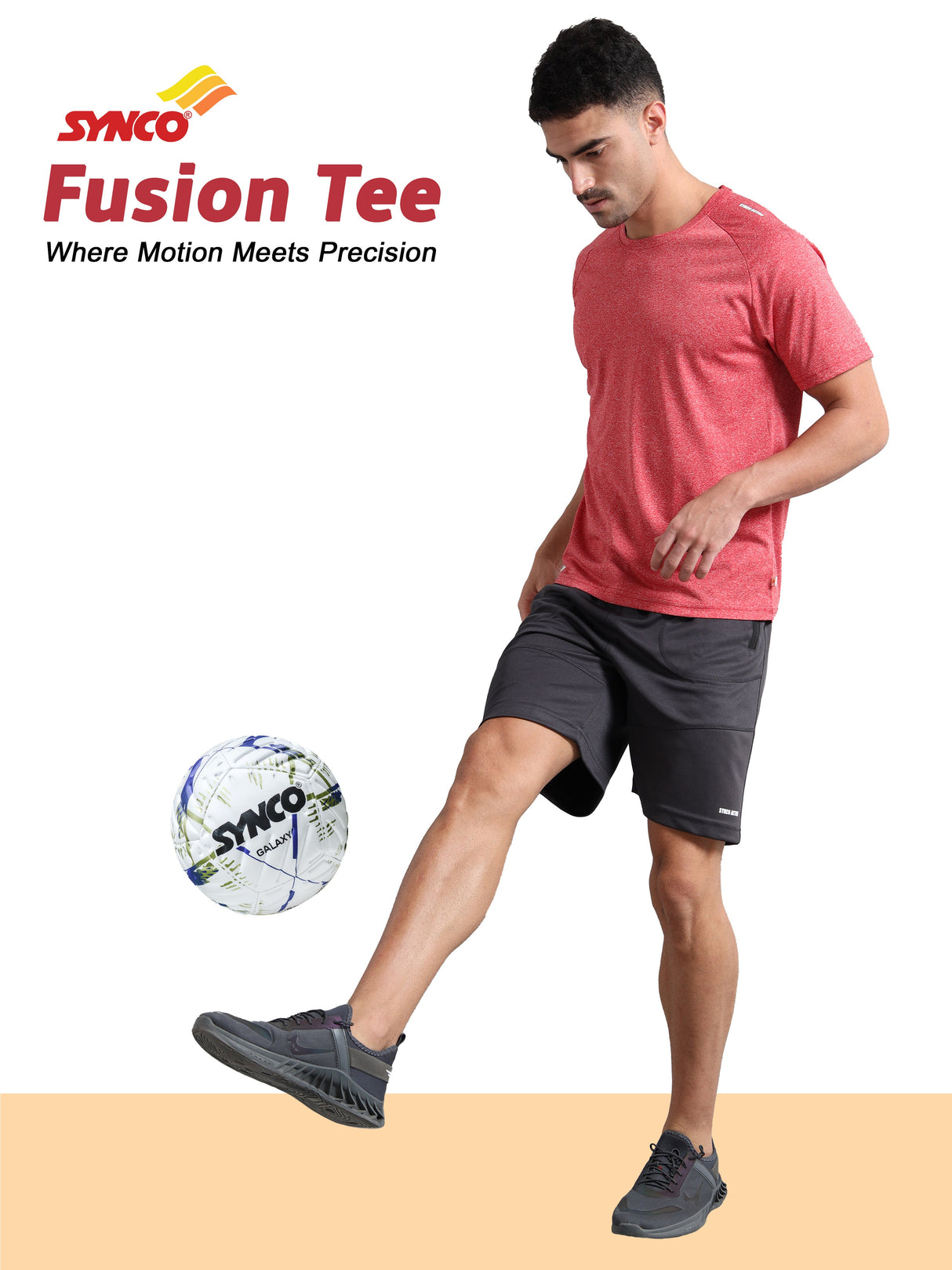 Synco Fusion Sports Tshirt for Men(Red) -Ideal for Running,Gym