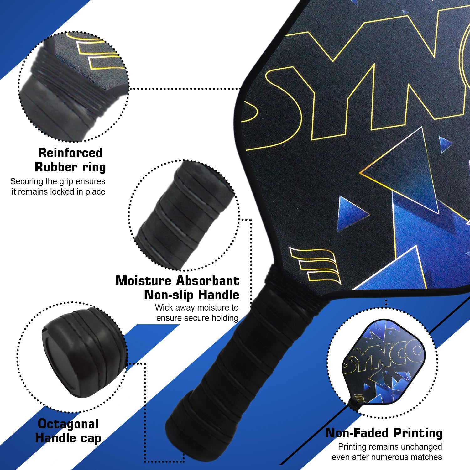 Synco Glory Carbon Fiber Pickleball Paddle(Black)  with Free Cover Bag