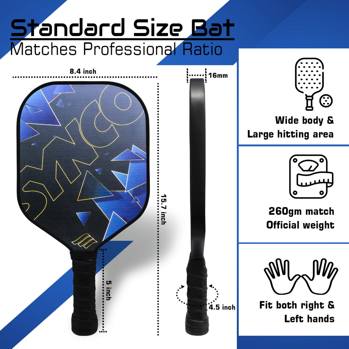 Synco Glory Carbon Fiber Pickleball Paddle(Black)  with Free Cover Bag