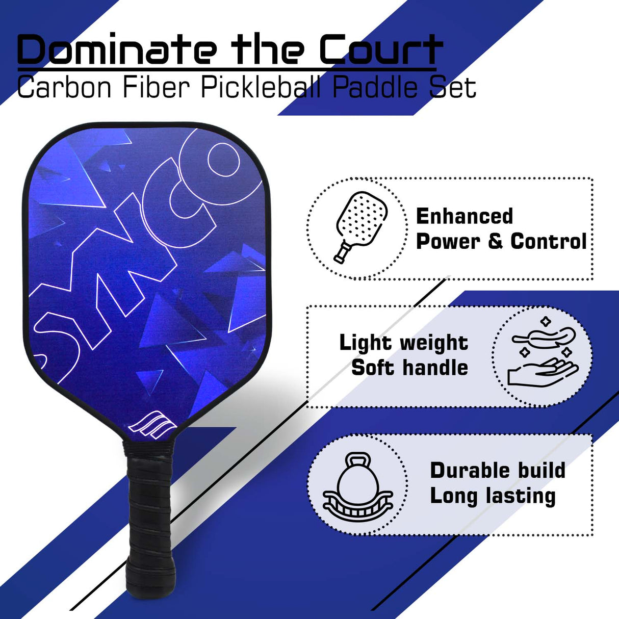 Synco Glory Carbon Fiber Pickleball Paddle | High Performance Pickleball Racket with Free Cover Bag