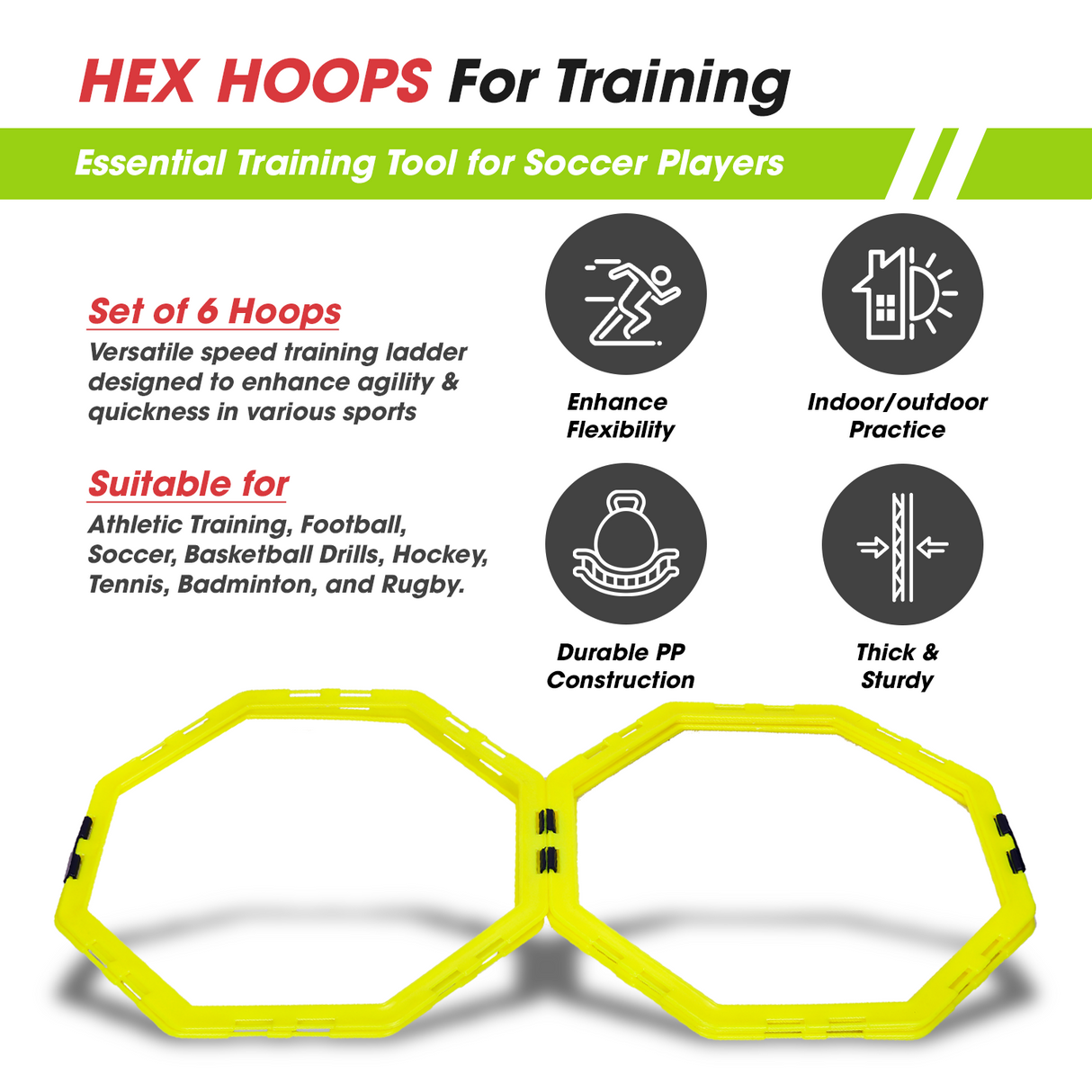 Synco Hex Hoop ring (Set of 6 ) Yellow