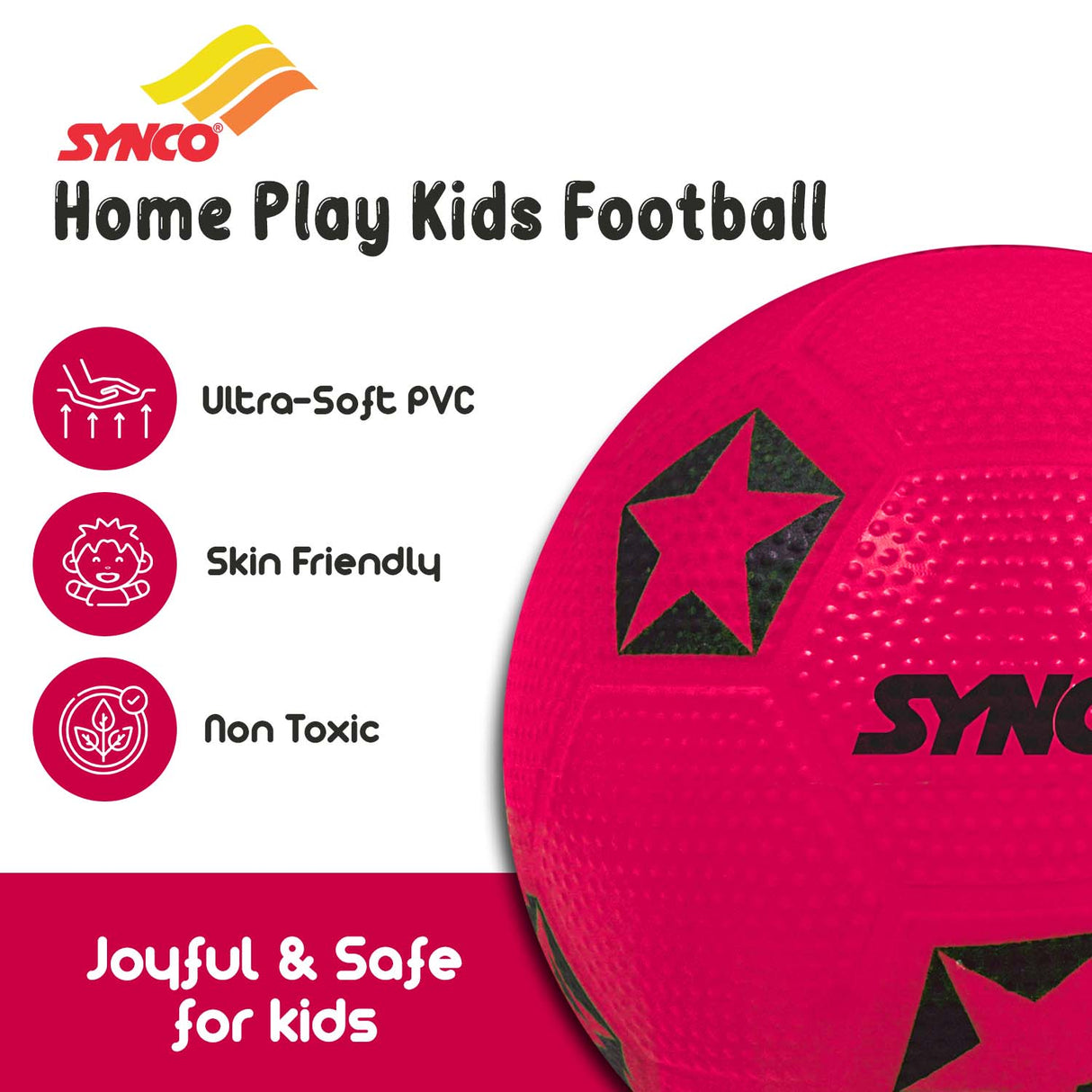 Synco Home Play Football for Kids | Beach Ball | Soft Toy Ball | Size- 4 (Pack of 2)