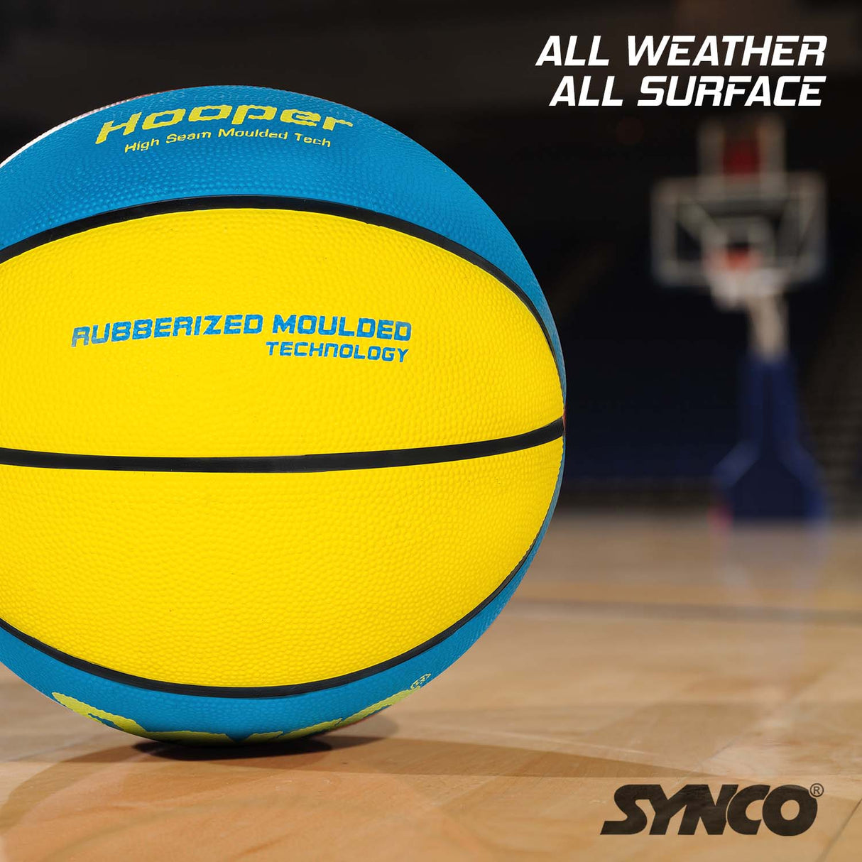 Synco Hooper Basketball (Size-5) Blue-Yellow
