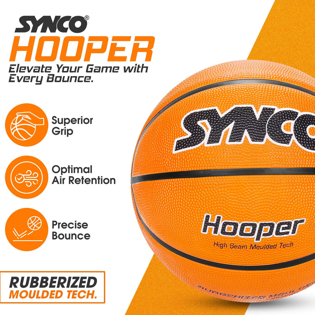 Synco Hooper Basketball (Size-6) Orange