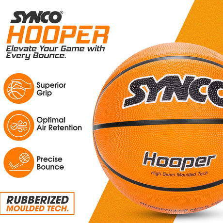 Synco Hooper Basketball (Size-5) Orange