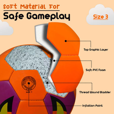 Synco Kids Football | Fox Faced Soft PVC Material | For Indoor & Outdoor Gameplay | Size-3