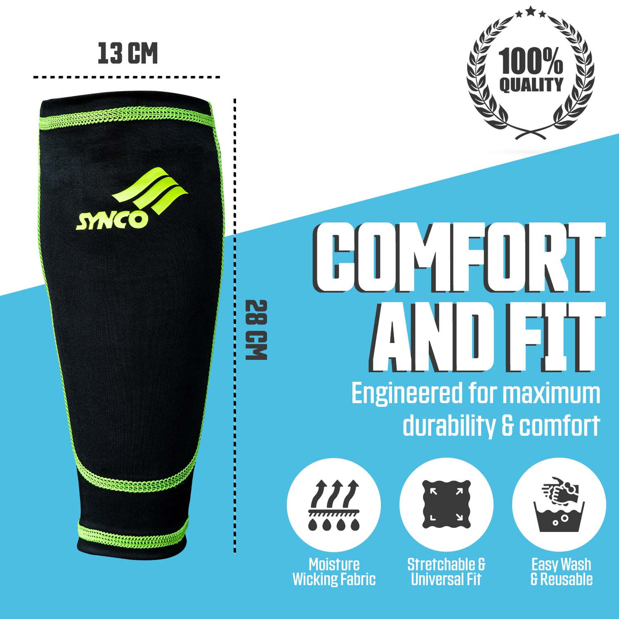 Synco Kyma Shin Guard with Sleeve Combo | Shin Guard for Football | Size- Medium