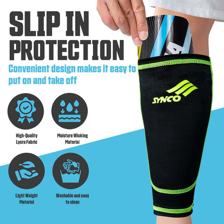Synco Kyma Shin Guard with Sleeve Combo | Shin Guard for Football | Size- Medium