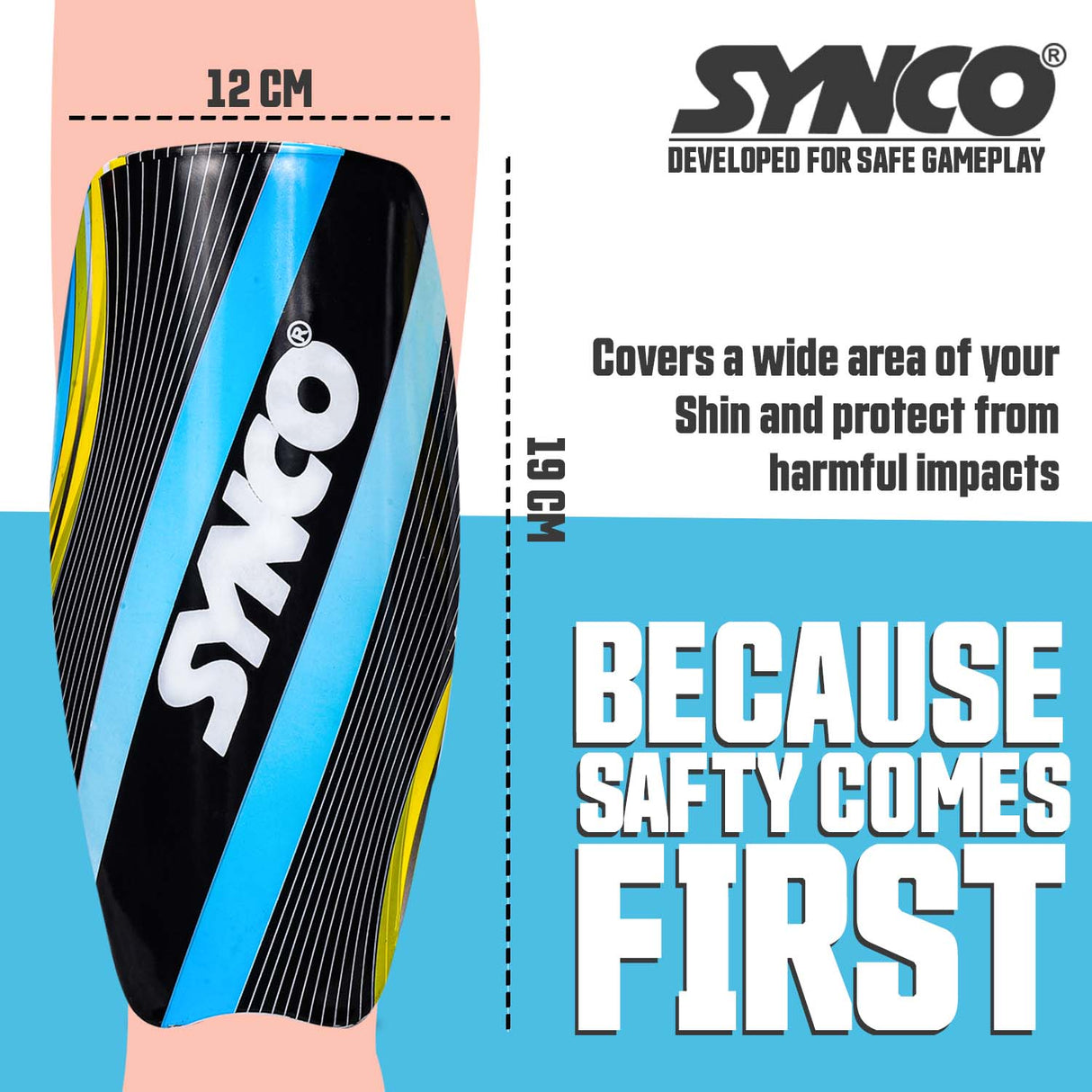 Synco Kyma Shin Guard with Sleeve Combo | Shin Guard for Football | Size- Medium