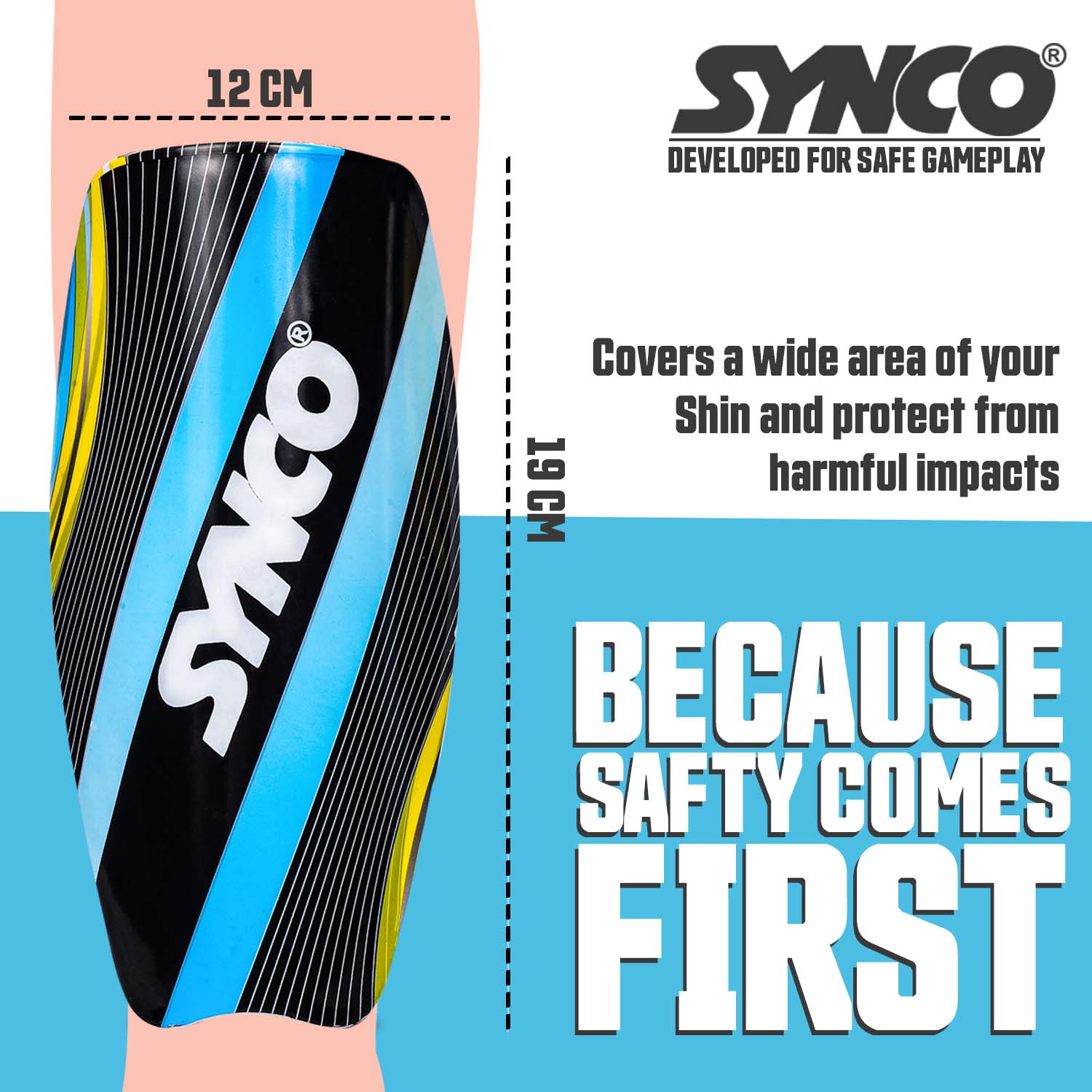 Synco Kyma Shin Guard with Sleeve Combo | Shin Guard for Football | Size- Medium