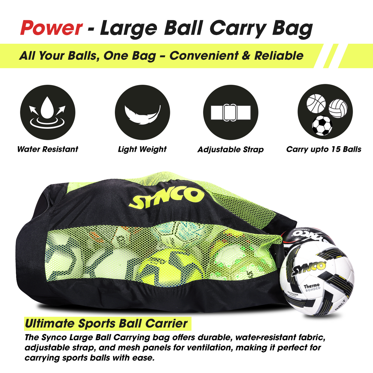 Synco Large Ball Carrying sports Bag (XL) Black/Blue