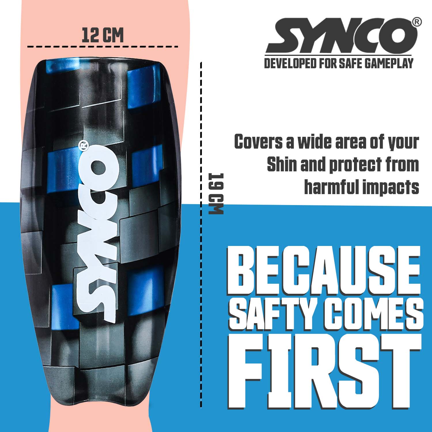 Synco Maestro Shin Guard with Sleeve combo | Shin Guard for Football | Size- Medium