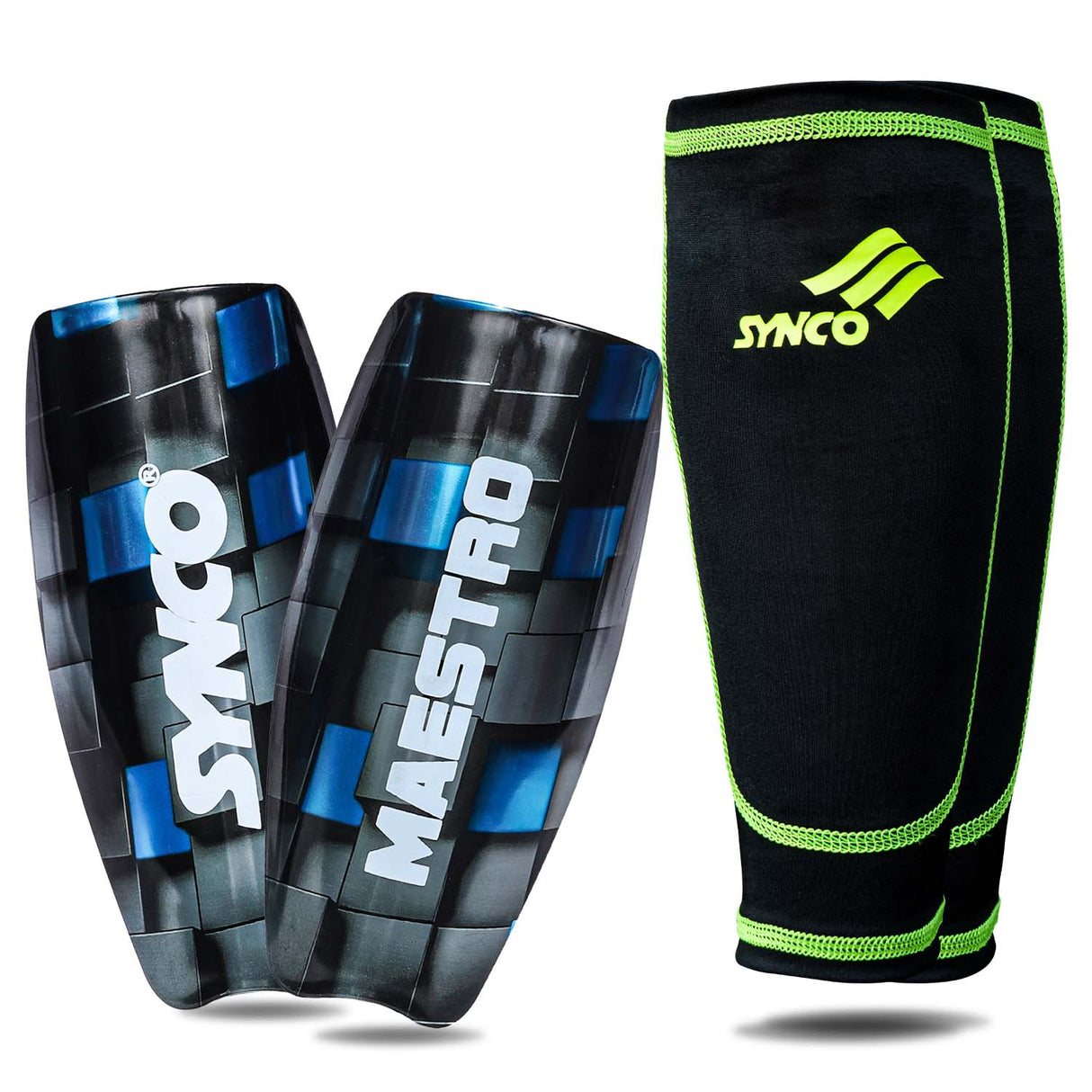 Synco Maestro Shin Guard with Sleeve combo | Shin Guard for Football | Size- Medium