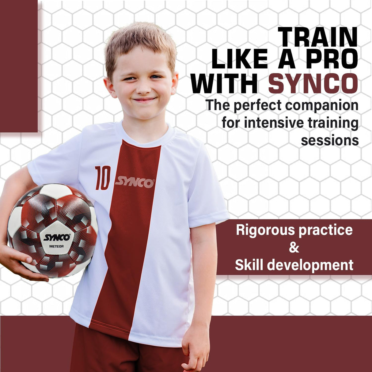 Synco Meteor Football | FIFA Standard Professional Match Ball | Hand Stitched PU Material | Size- 5