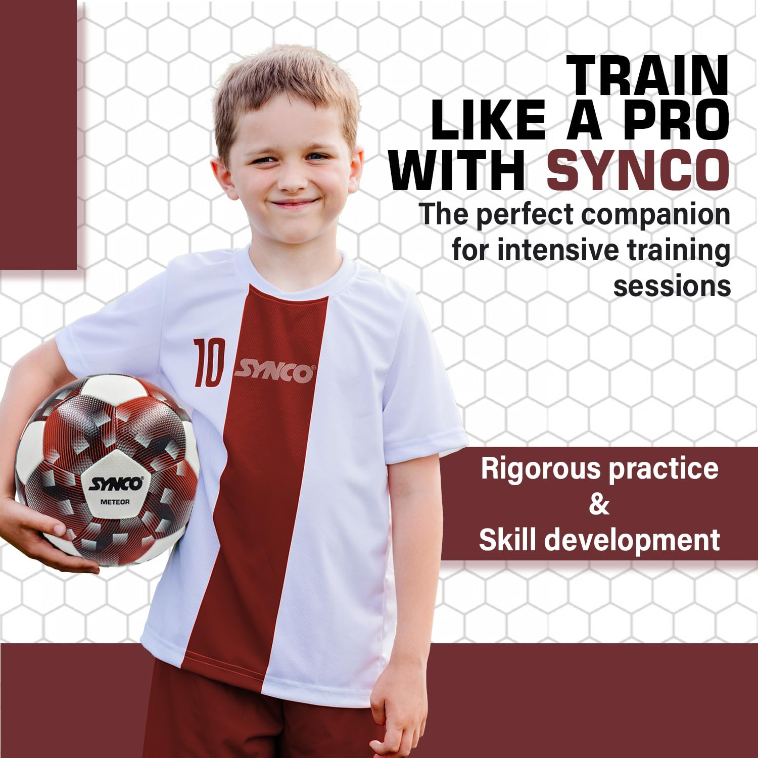 Synco Meteor Football | FIFA Standard Professional Match Ball | Hand Stitched PU Material | Size- 5