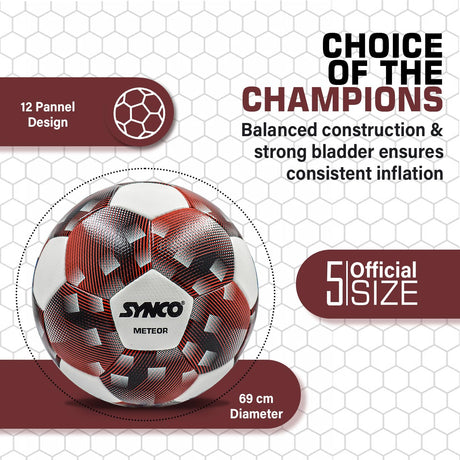 Synco Meteor Football | FIFA Standard Professional Match Ball | Hand Stitched PU Material | Size- 5