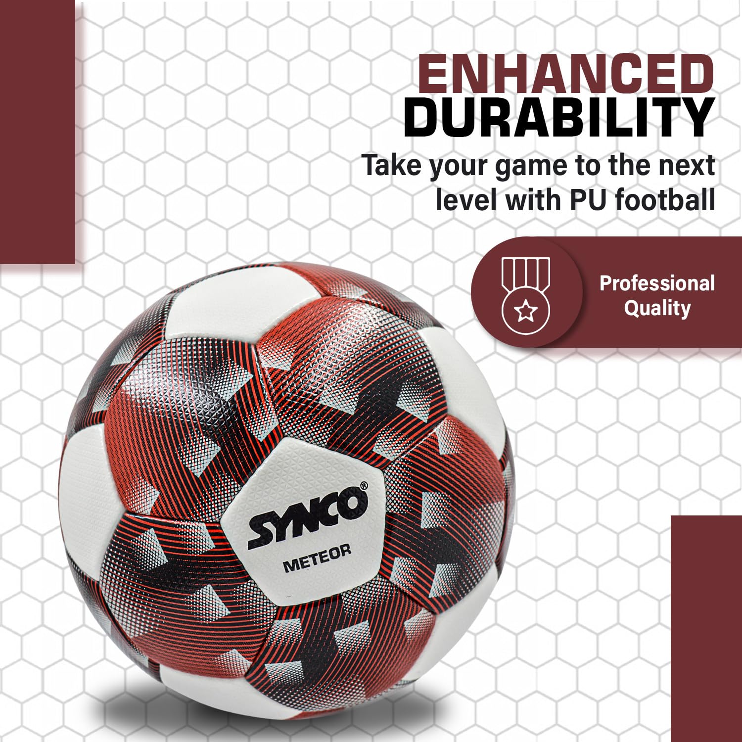 Synco Meteor Football | FIFA Standard Professional Match Ball | Hand Stitched PU Material | Size- 5