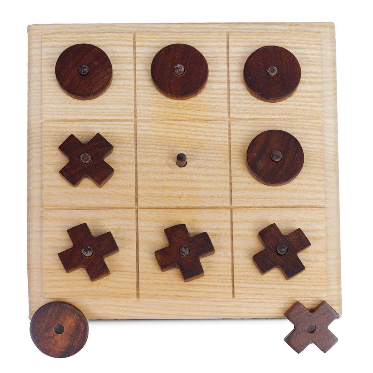Synco Noughts & Crosses | Tic Tac Wooden Game | Natural Colour & Matte Finish | Gift for Friends & Family