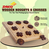 Synco Noughts & Crosses | Tic Tac Wooden Game | Natural Colour & Matte Finish | Gift for Friends & Family