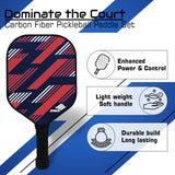 Synco Slash Carbon Fiber Pickleball Paddle (Red) with Free Cover Bag
