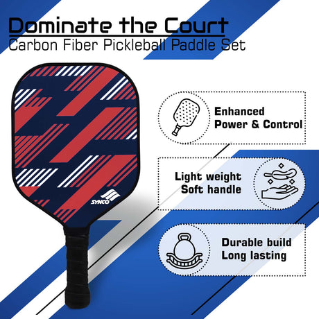 Synco Slash Carbon Fiber Pickleball Paddle (Red) with Free Cover Bag