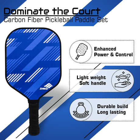 Synco Slash Carbon Fiber Pickleball Paddle (Blue) with Free Cover Bag