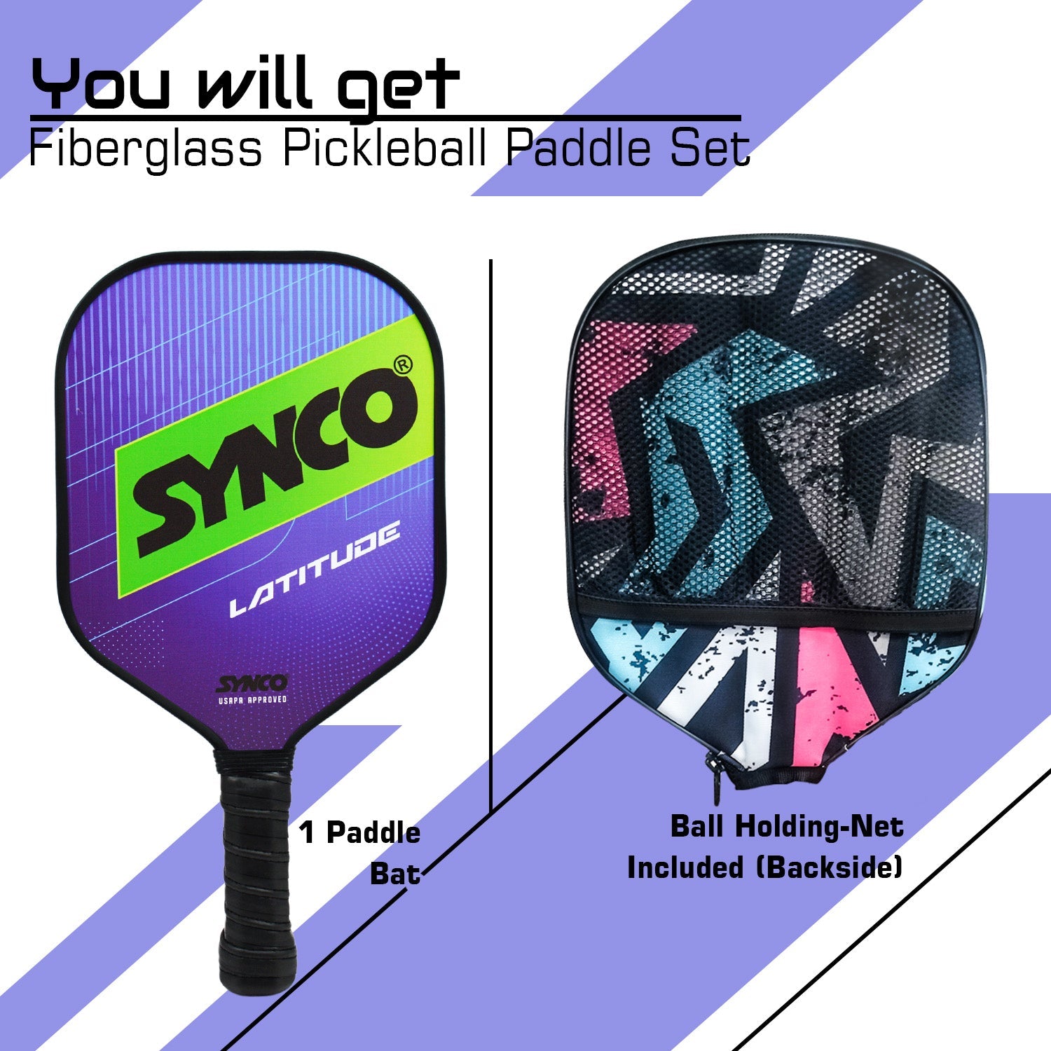 Synco Pickleball Paddle Latitude Blue | Pickleball Racket Lightweight with 16mm Thickness